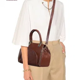 HiLEDER Brown Textured Medium Satchel Handbag image 2