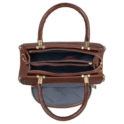 HiLEDER Brown Textured Medium Satchel Handbag image 4