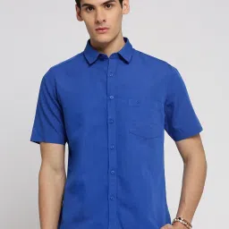 showoffff SHOWOFF Blue Cotton Slim Fit Shirt image 1