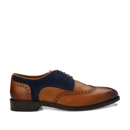 Legwork Men's Tan & Blue Brogue Shoes image 1