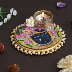 eCraftIndia Multicolor Aluminium Tea Light Candle Holder image 1