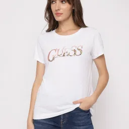 Guess White Cotton Printed T-Shirt image 1