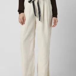 Van Heusen Off-White Mid Rise Flared Trousers image 1