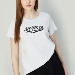Ginger by Lifestyle Grey Cotton Printed T-Shirt image 1