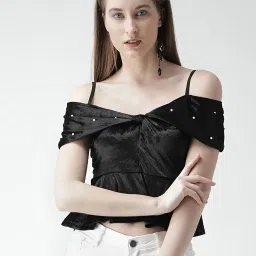 KASSUALLY Black Embellished Top image 1