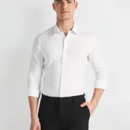 arrow new york Arrow Newyork White Cotton Slim Fit Striped Shirt image 1