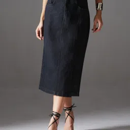 Miss Chase Black Solid Skirt image 1