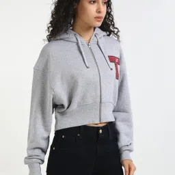 TOMMY HILFIGER Grey Cotton Solid Full Sleeves Sweater image 3