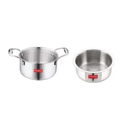 HAZEL Silver Stainless Steel Induction Bottom Cookware Set (1 Tope & 1 Casserole with Handle) image 1