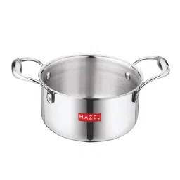 HAZEL Silver Stainless Steel Induction Bottom Cookware Set (1 Tope & 1 Casserole with Handle) image 3
