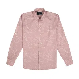 CHARCHIT Boys Pink Cotton Lycra Floral Shirt image 1