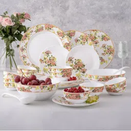 Larah by Borosil White Opalware Floral Dinner Set image 1