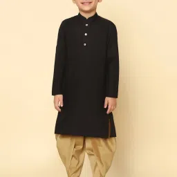 KISAH Black & Beige Solid Full Sleeves Kurta with Dhoti image 1