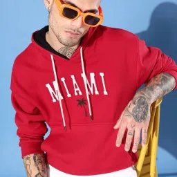 Dillinger Red Loose Fit Printed Hooded Sweatshirt image 1