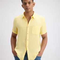 Pepe Jeans Yellow Linen Regular Fit Shirt image 4