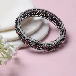 Rangriti Oxidised Pink Alloy Bangle Earrings for Women image 1