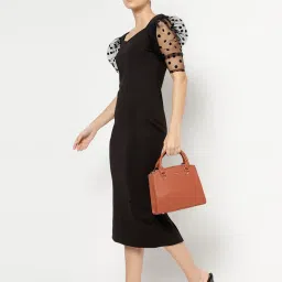 Tyra Calla Tan Solid Faux Leather Handbag image 1