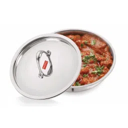 HAZEL Silver Stainless Steel Induction Bottom Cookware Set (1 Tasla with Lid, 1 Kadai & 1 Tope) image 2