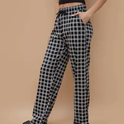 Ginger By Lifestyle Black Cotton Regular Fit Checks Pyjamas image 3