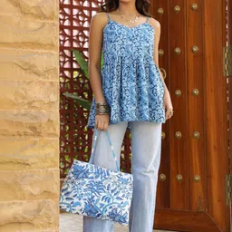 Jaipur Morni Print Smocked Cotton Top image 2