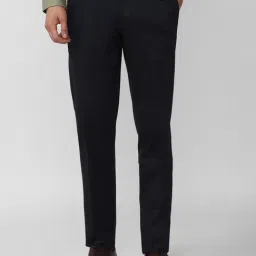 Van Heusen Navy Slim Fit Checks Trousers-picture-40