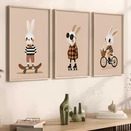 Kotart Pink & Brown 3 Pieces Cartoon Art Wooden Rectangle Wall Arts-picture-36