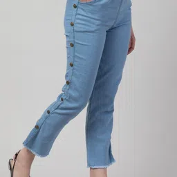 NEUNK Women Comfort Cropped Mid-Rise No Fade Stretchable Jeans image 3