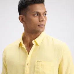 Pepe Jeans Yellow Linen Regular Fit Shirt image 5