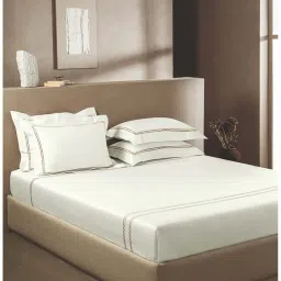 SANSAAR A D'DECOR BRAND LIVE CONSCIOUSLY Star White Oyster King Bedsheet With 2 Pillow Covers image 1