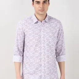 Peter England Purple Cotton Slim Fit Printed Shirt-picture-21