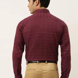Jainish Maroon Cotton Regular Fit Striped Shirt image 2