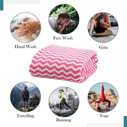 Kuber Industries Pink & White 2 Pieces Striped Microfiber 270 GSM Towel Set image 4