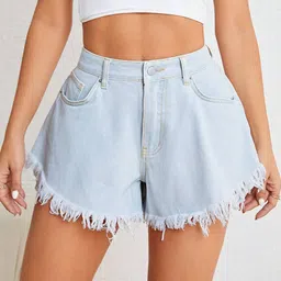 Stylecast X Kotty Women High-Rise Rapid-Dry Frayed Denim Shorts-image-73