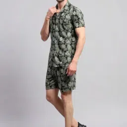 Monte Carlo Green & Black Regular Fit Printed Co-Ord Set image 3