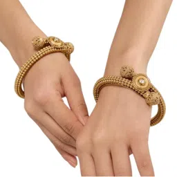 Auraa Trends Antique Gold-Plated Traditional Center Stone Kadas-picture-20
