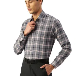 Jainish Grey Cotton Regular Fit Checks Shirt image 3