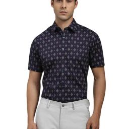 Louis Philippe Navy Slim Fit Print Shirt-picture-38