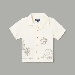 Juniors By Lifestyle Off White Cotton Regular Fit Embroidered Shirt-picture-14