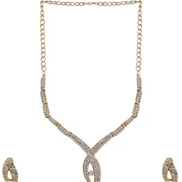 ANIKAS CREATION Gold-Plated Cubic ZirconiaStone-Studded Jewellery Set image 3