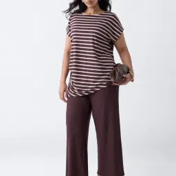 Gia by Westside Dark Brown Ribbed High-Rise Pants image 3