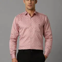 Louis Philippe Pink Cotton Slim Fit Printed Shirt-picture-11