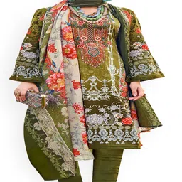 DRAVINAM Trends Embroidered Pure Cotton Unstitched Dress Material-image-67