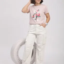 R&B White Cotton Relaxed Fit High Rise Cargos image 3