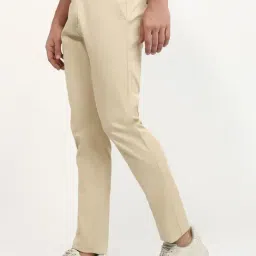 Parx Medium Khaki Solid Regular Fit Trousers image 4