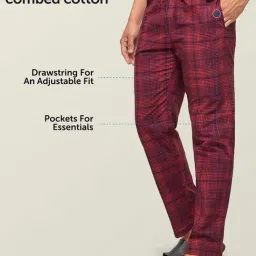 XYXX Grey, Navy Blue & Red Checks Pyjamas (Pack Of 3) image 5