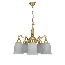 Fos Lighting Classic Down Facing 5 Light Brass Chandelier - L56-PLCrack-CH5 image 2