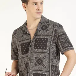 Hancock Black Relaxed Fit Paisley Shirt-image-95