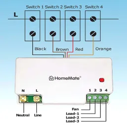 HomeMate 3 + 1 Node Smart Switch Works with Google Assistant and Alexa (White) image 5