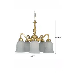 Fos Lighting Classic Down Facing 5 Light Brass Chandelier - L56-PLCrack-CH5 image 4