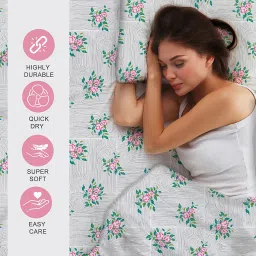 Layers Zen Collection 220TC Grey Floral Flat Bedsheet Set (Single) image 3